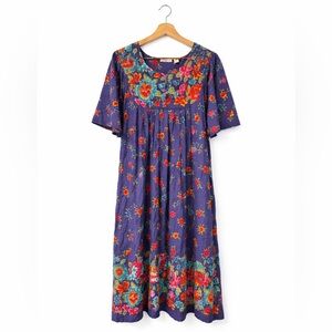 Boho Cottagecore Floral Maxi Dress Vintage Inspired Prairie Style